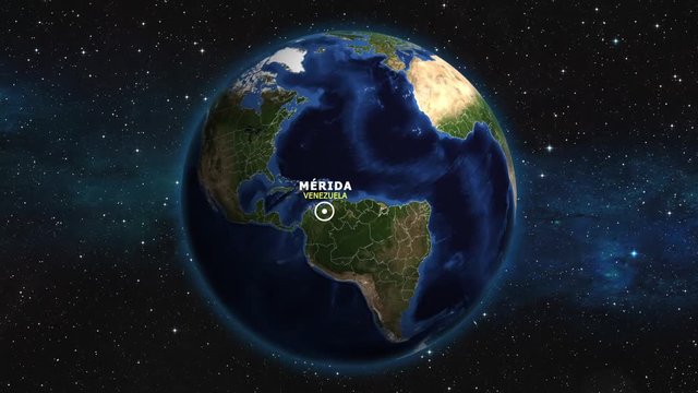 VENEZUELA MERIDA ZOOM IN FROM SPACE