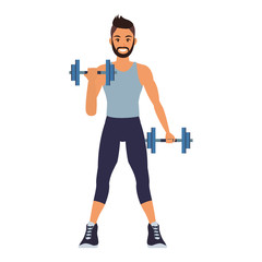 Fitness man lifting weights vector illustration graphic design