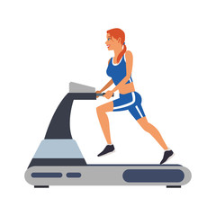 Fitness woman running on machine vector illustration graphic design