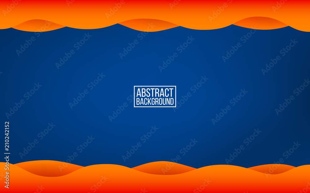 Canvas Prints dark blue layer background. orange waves with shadows. trendy colors backdrop for web or poster. mod