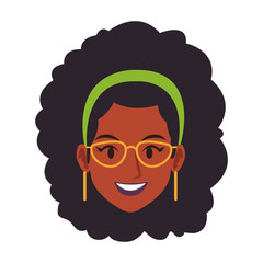 Disco woman face cartoon vector illustration graphic design