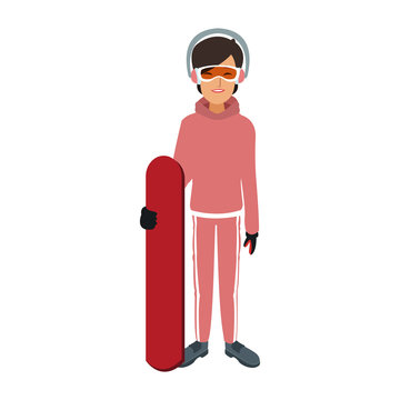 Woman with snowboard vector illustration graphic design