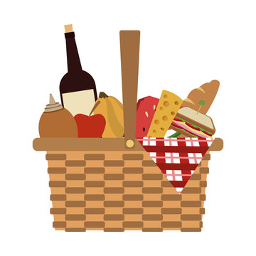 Full picnic basket vector illustration graphic design