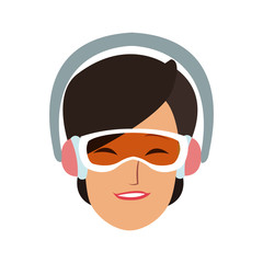 Woman with googles and winter earphones vector illustration graphic design