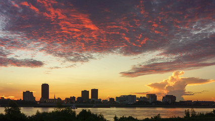 A rare "Dragon Cloud" sunrise over Baton Rouge
