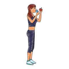 Fitness woman drinking water