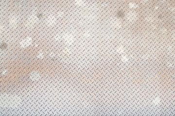 Grungy Industrial Checker Plate Background Texture with Rusty Worn Embossed Raised Diamond Pattern Wallpaper