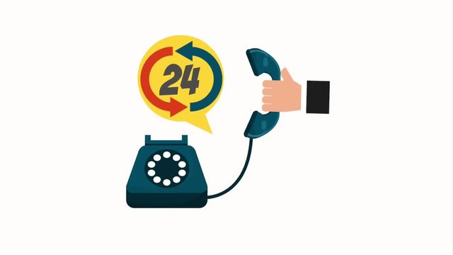 hand holding telephone call center 24 hrs service