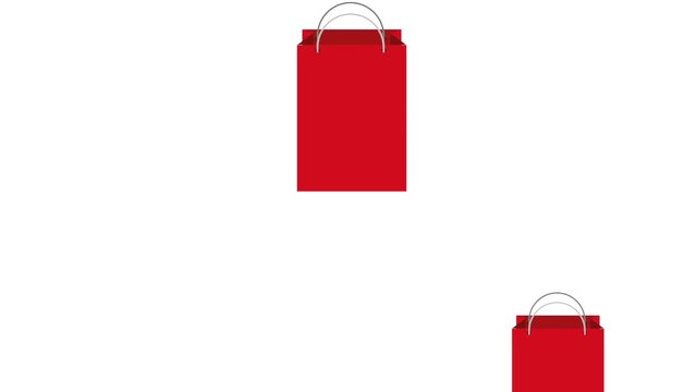 falling red shopping bag e-commerce animation hd