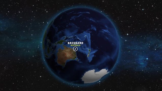 AUSTRALIA BRISBANE ZOOM IN FROM SPACE