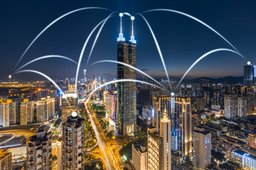 Shenzhen urban skyline and big data