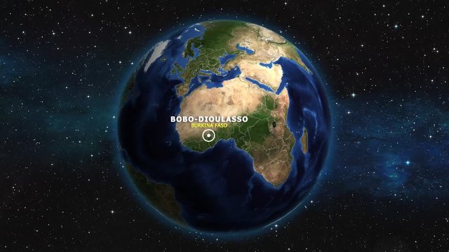 BURKINA FASO BOBO-DIOULASSO ZOOM IN FROM SPACE