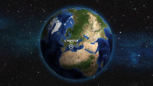 ITALY LAQUILA ZOOM IN FROM SPACE