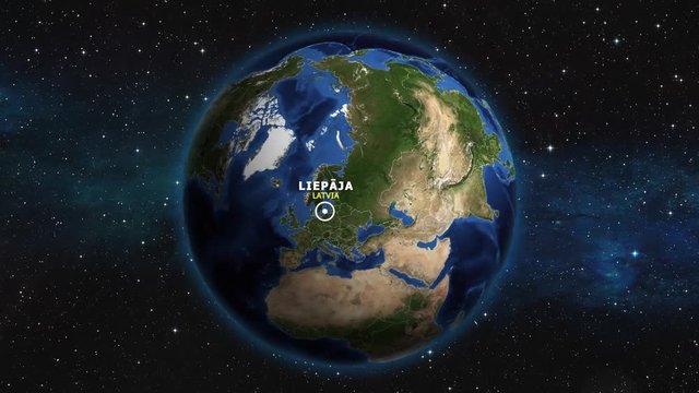 LATVIA LIEPAJA ZOOM IN FROM SPACE