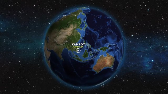 CAMBODIA KAMPOT ZOOM IN FROM SPACE