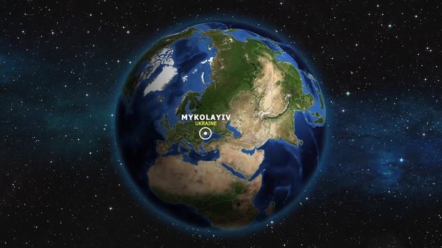 UKRAINE MYKOLAYIV ZOOM IN FROM SPACE