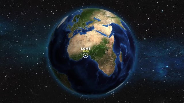TOGO LOME ZOOM IN FROM SPACE
