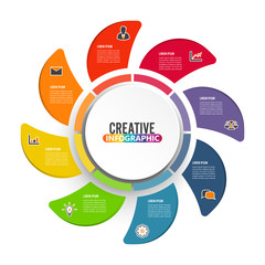 Fototapeta premium Circle chart infographic template with 8 options for presentations, advertising, layouts, annual reports