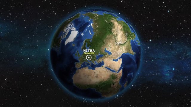 SLOVAKIA NITRA ZOOM IN FROM SPACE