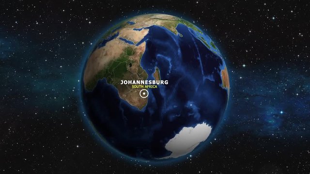 SOUTH AFRICA JOHANNESBURG ZOOM IN FROM SPACE