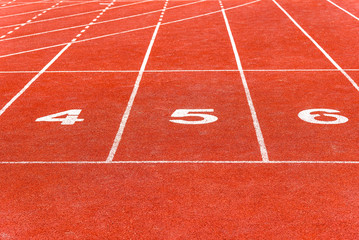 Athletic running track in stadium