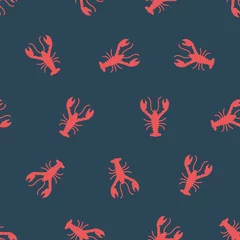 Room darkening curtains Sea animals Vector pattern with crayfish