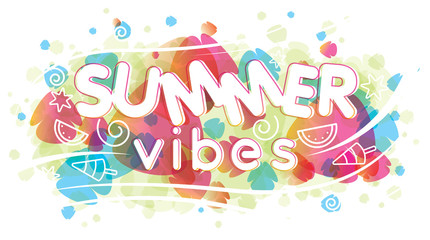 Summer vibes - Summer holidays greeting card. 
