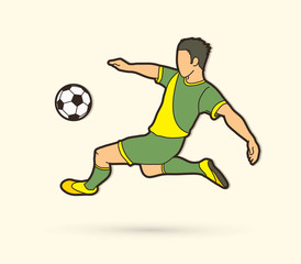 Fototapeta na wymiar Soccer player somersault kick , overhead kick action graphic vector