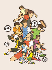 Soccer player team composition  graphic vector.