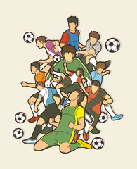Soccer player team composition  graphic vector.