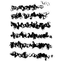 Grunge ink brush strokes. Freehand black brushes. Handdrawn dry brush black smears. Modern vector illustration.
