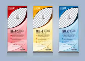 Roll Up Banner template design vector illustration, Presentation and Brochure Flyer. Vector illustration