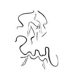 Simple print of dancing girl. Abstract art. Vector illustration.