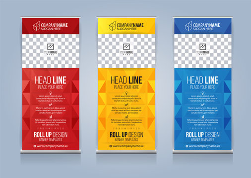 Roll Up Banner template design vector illustration, Presentation and Brochure Flyer. Vector illustration