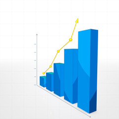 3d blue business graph sketch cartoon style background