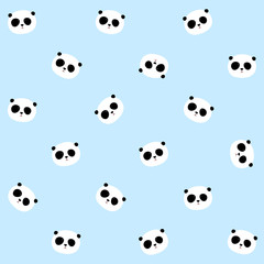 Obraz premium Seamless Vector Pattern: Panda head pattern on light blue background