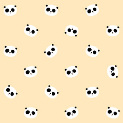 Seamless Vector Pattern: Panda head pattern on light yellow / orange background