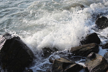 Coast rocks at Nang Phaya Hill Scenic Point, Gulf of Thailand, Chanthaburi Province, Thailand