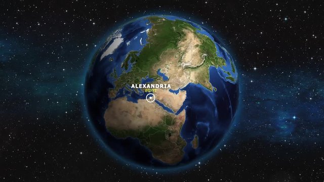 EGYPT ALEXANDRIA ZOOM IN FROM SPACE