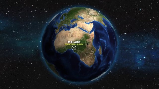 EQUATORIAL GUINEA MALABO ZOOM IN FROM SPACE