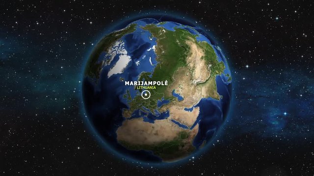 LITHUANIA MARIJAMPOLE ZOOM IN FROM SPACE