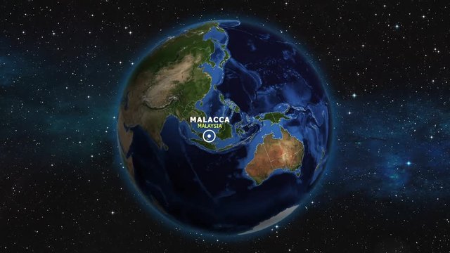 MALAYSIA MALACCA ZOOM IN FROM SPACE