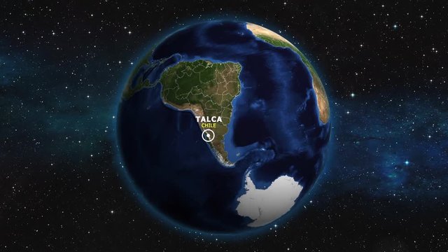 CHILE TALCA ZOOM IN FROM SPACE