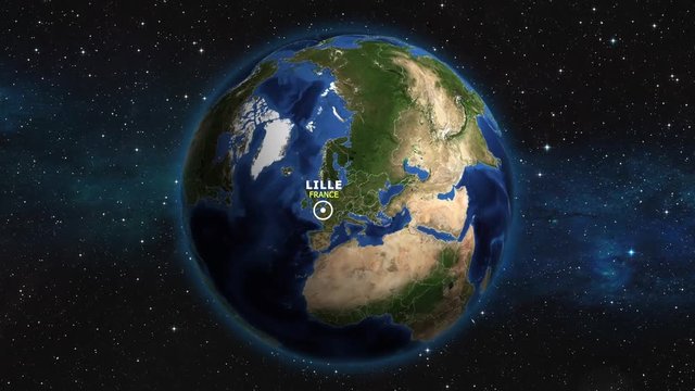 FRANCE LILLE ZOOM IN FROM SPACE