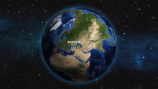 TURKEY SAMSUN ZOOM IN FROM SPACE