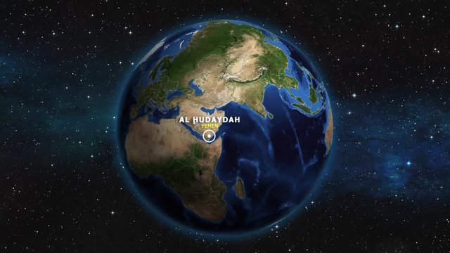 YEMEN AL HUDAYDAH ZOOM IN FROM SPACE