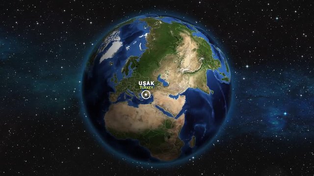 TURKEY USAK ZOOM IN FROM SPACE