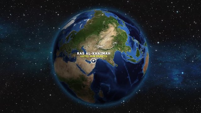 UNITED ARAB EMIRATES RAS AL KHAIMAH ZOOM IN FROM SPACE