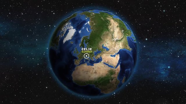 SLOVENIA CELJE ZOOM IN FROM SPACE
