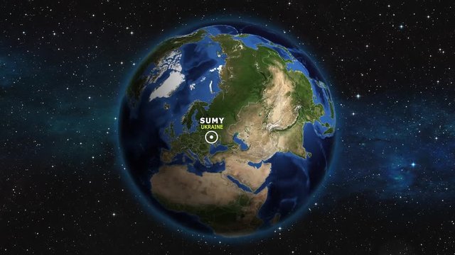 UKRAINE SUMY ZOOM IN FROM SPACE